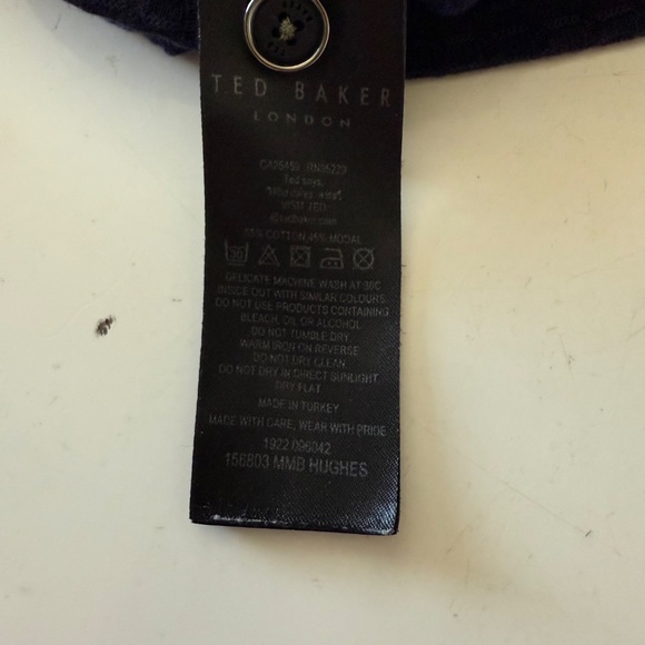 Ted Baker London Dark Navy Soft Textured Designer Polo Shirt Mens 6 / 2XL - Picture 7 of 7